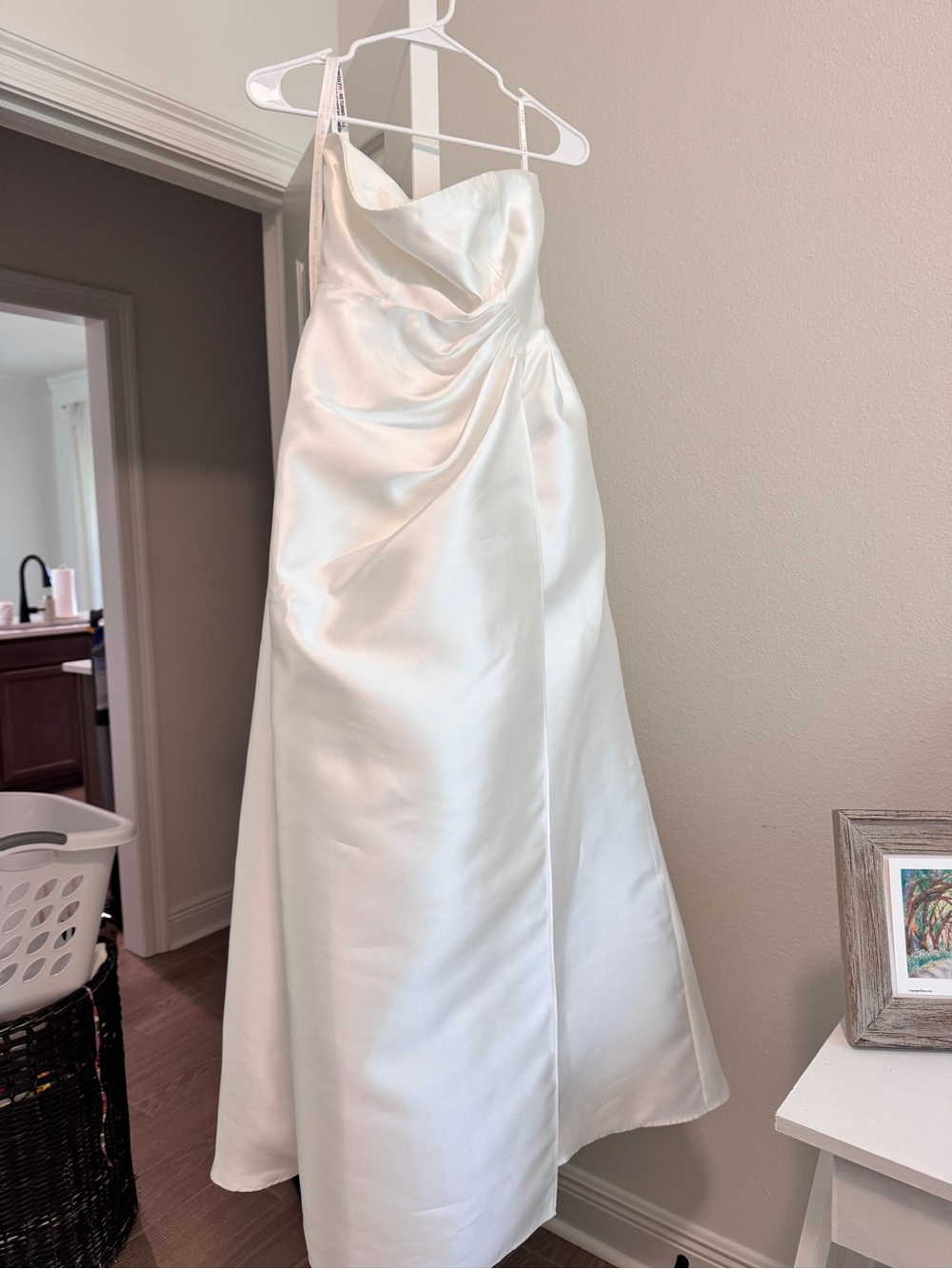 Club L London Ivory Strapless Satin A-Line Wedding Dress